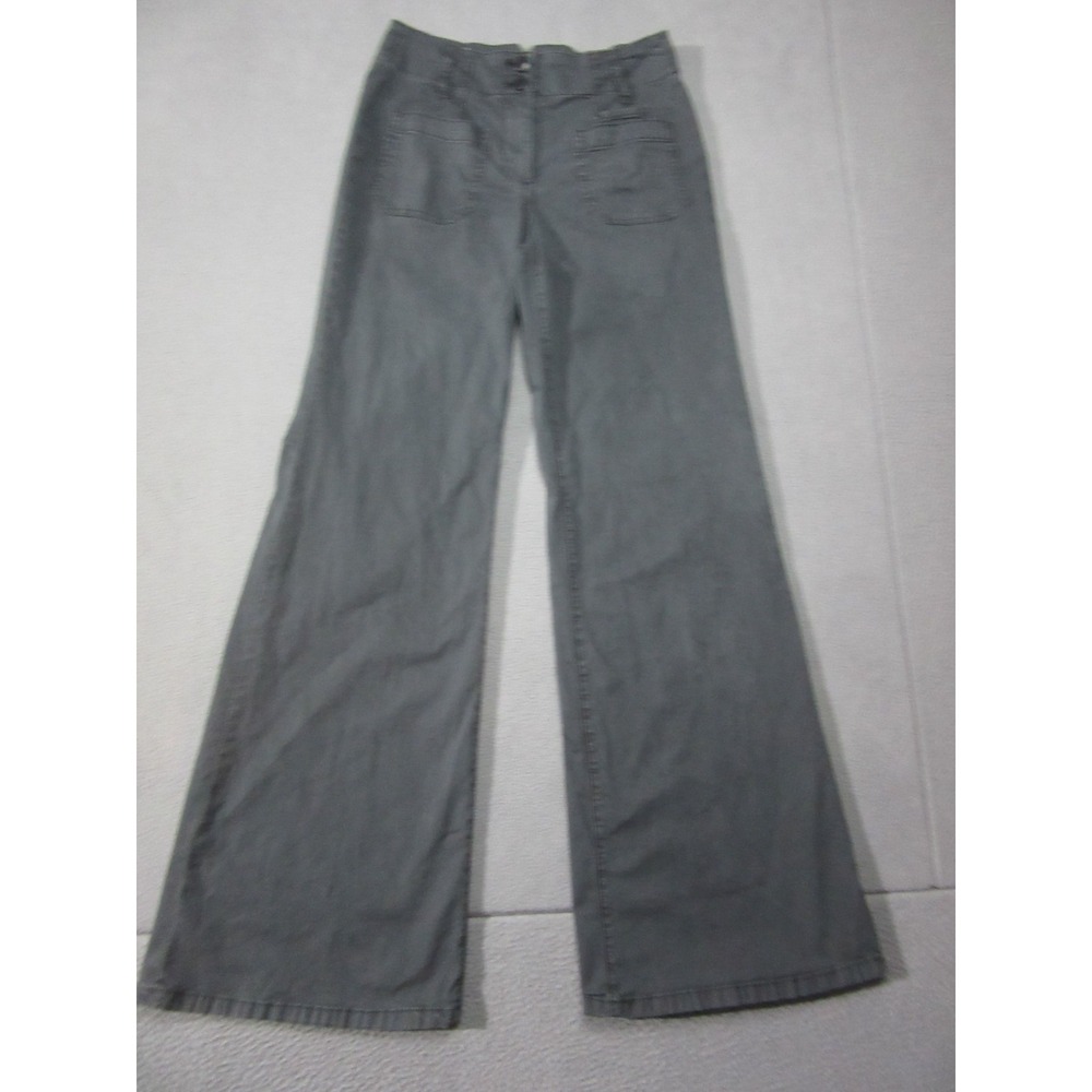 Anthropologie Maeve Pants Womens 27 Gray Wide Leg Stretch Chino Casual Mid Rise